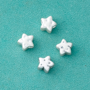 足银999复古立体双面锤面五角星隔珠星星通孔散珠diy手绳配件