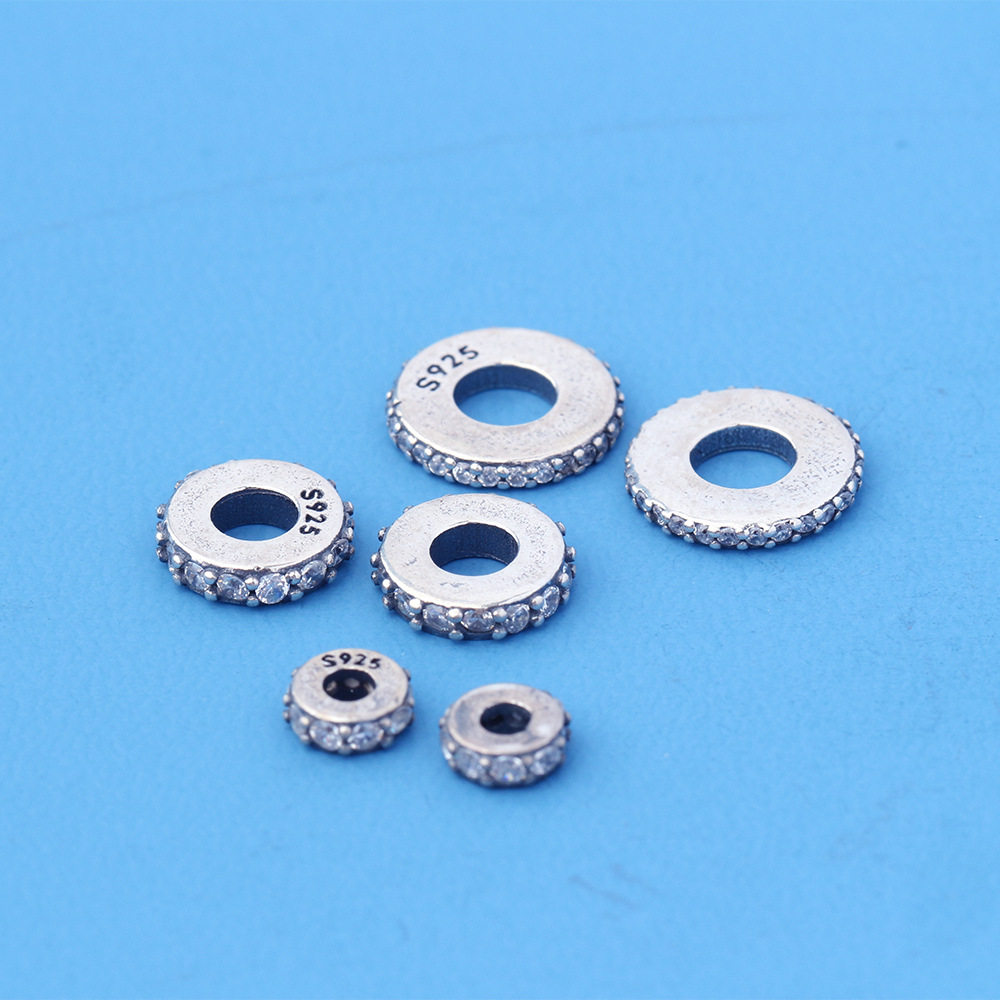 S925纯银镶钻隔片藏式直切隔片垫片文玩DIY银隔片手串配饰8mm10mm图片