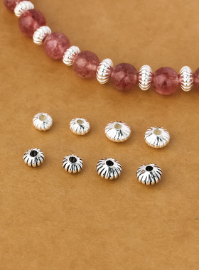 S925纯银泰银齿轮飞碟珠 隔片隔珠散珠配件DIY手链手绳配珠5mm