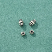 s925纯银泰银做旧复古diy文玩手串菩提小隔珠银珠扁珠银饰配件