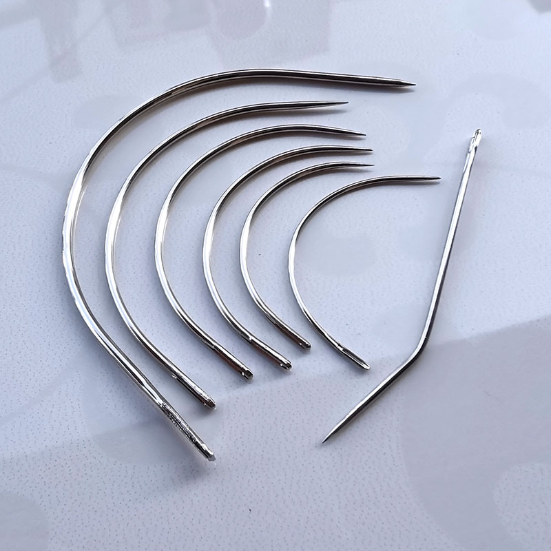手工弯针缝纫弧形针大眼手缝针半圆型异形皮革针L角弯处J形假发针