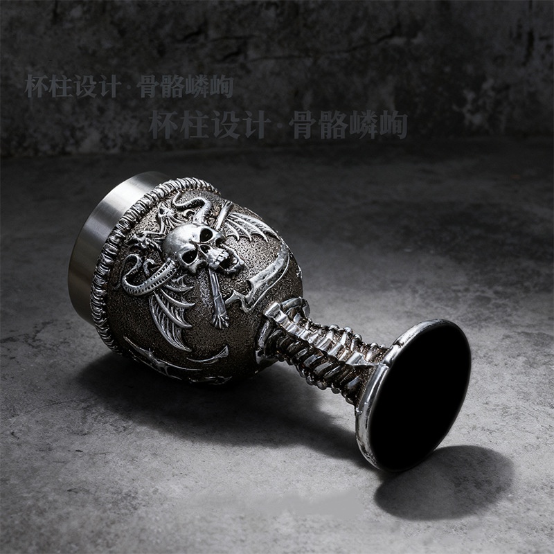 仿真金属质感复古雕刻高脚杯子