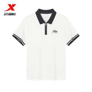 特步POLO衫女款运动T恤2026夏季款休闲透气短袖冰丝速干运动上衣