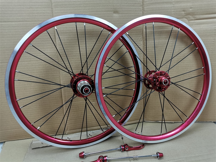 折叠车轮组镂空花鼓406碟刹轮毂小轮公路车4培林碟刹V刹两用轮组