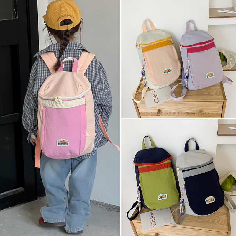 2025新儿童款韩版时尚撞色男女童双肩包洋气大容量书包儿童背包潮