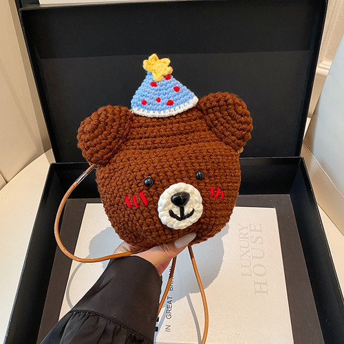 可爱卡通钩织毛线包女手工编织