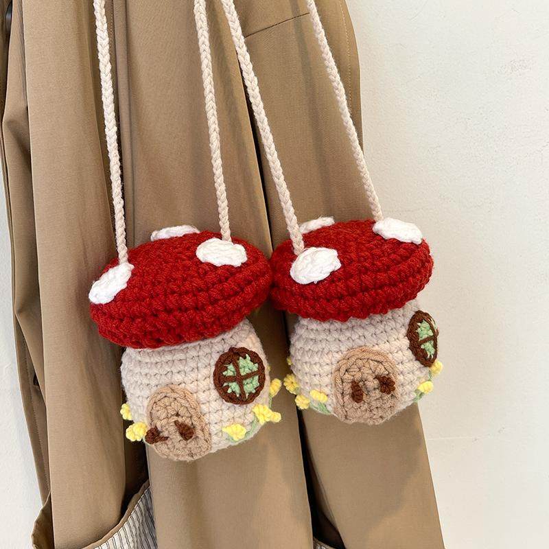 新款儿童毛线编织蘑菇包