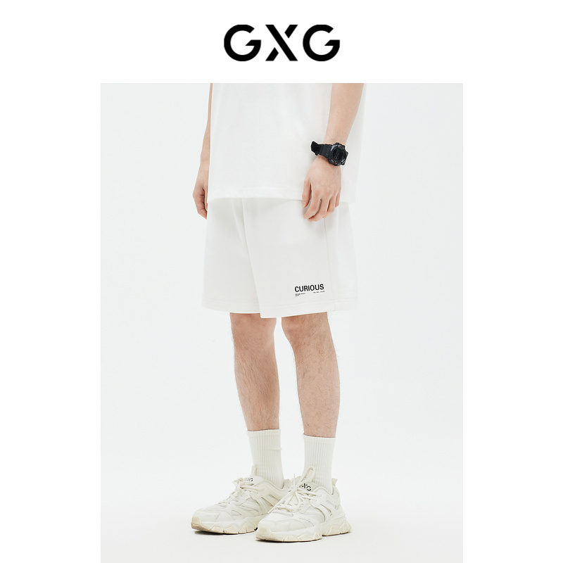 GXG男装商场同款 短裤针织休闲宽松多色百搭字母印花23年夏季新品