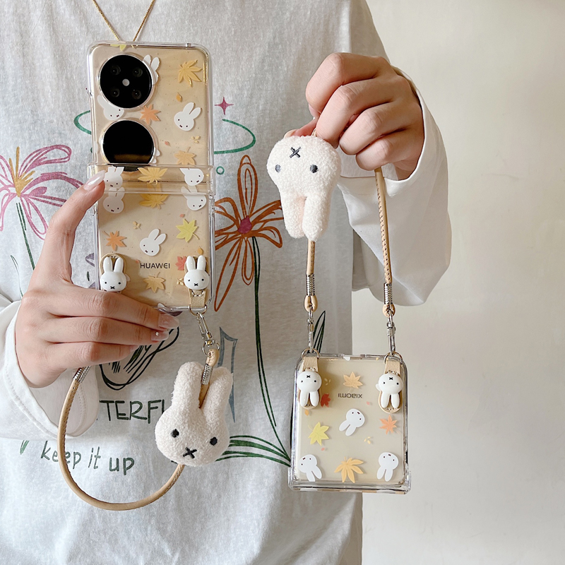 枫叶米菲兔适用小米mixflip2/1手机壳新款荣耀vflip折叠屏外壳三星zflip7全包防摔保护套华为p50/pocket/2/s