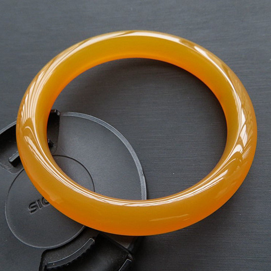 黄龙玉手镯玉镯子天然玉石云南龙陵n2122缅黄鸡油黄冰种圈口63