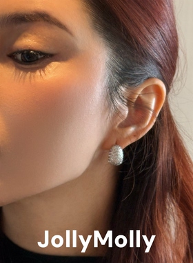 JollyMolly925银原创设计轻奢礼物百搭重工高碳钻蛇纹耳钉