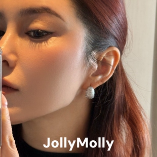 JollyMolly925银原创设计轻奢礼物百搭重工高碳钻蛇纹耳钉