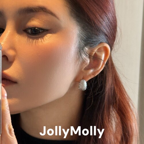 JollyMolly925银原创设计轻奢礼物百搭重工高碳钻蛇纹耳钉