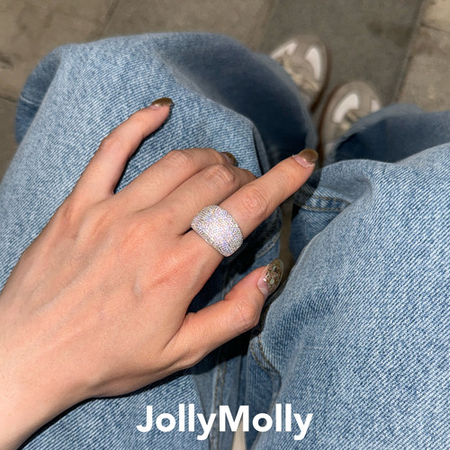 JollyMolly小众设计925银网红甜美精致轻奢生日礼物重工馒头戒指