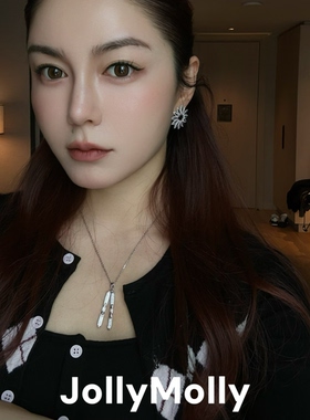 JollyMolly925银原创设计轻奢礼物百搭重工高碳钻滑雪双板项链