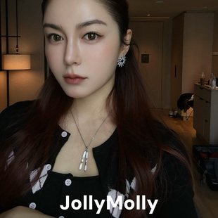 JollyMolly925银原创设计轻奢礼物百搭重工高碳钻滑雪双板项链