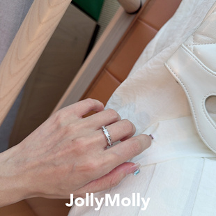 JollyMolly小众设计师925银轻奢生日礼物网红重工锯齿戒指