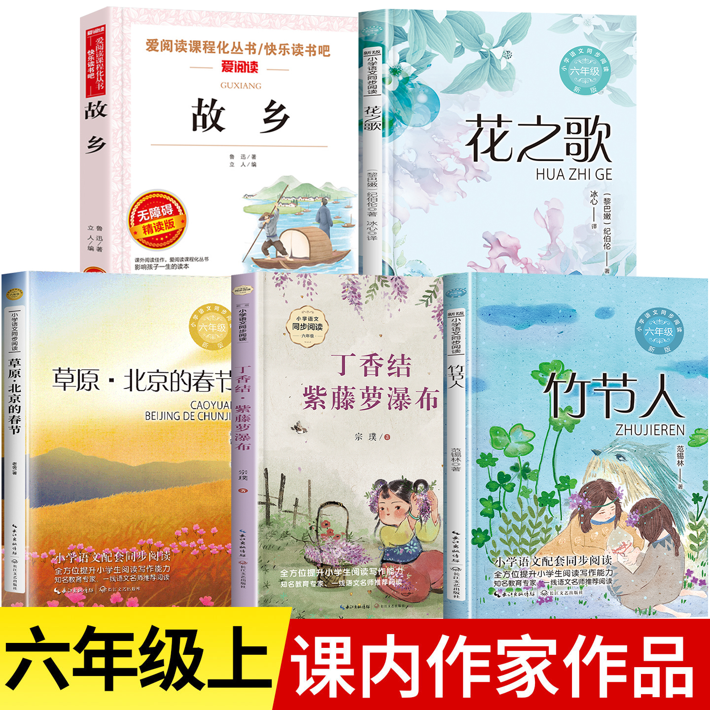 六年级上册必读的课外书推荐全套经典书目 故乡鲁迅作品紫藤萝瀑布丁香结 6年级上课外阅读书籍 花之歌草原北京的春节竹节人