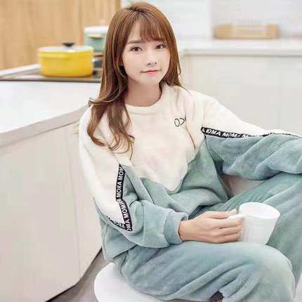 秋冬珊瑚绒睡衣女冬季保暖加厚加绒毛绒可爱法兰绒冬天家居服