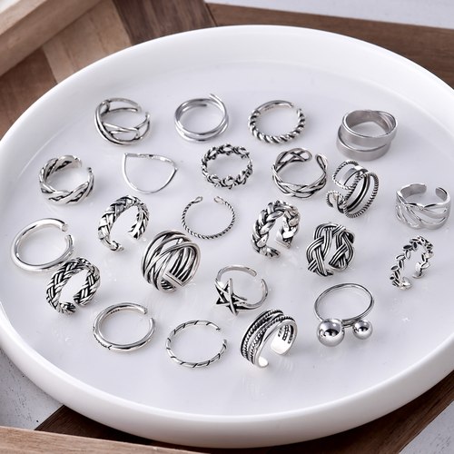 s925纯银食指戒指女六细款麻花