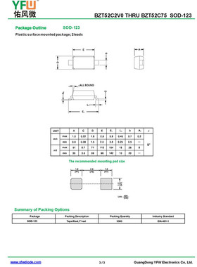 贴片稳压二极管BZT52C75 SOD-123封装印字6H /品牌