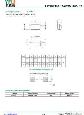 BAV21WS SOD-123FL贴片开关二极管印字TC3 品牌