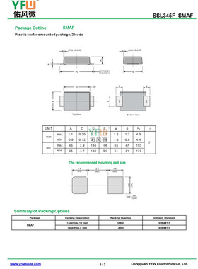 SSL345F SMAF低压降肖特基二极管电流3A45V品牌