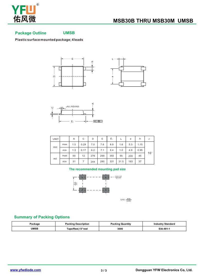 氮化镓PD快充桥堆TMBF310 UMSB封装可用MSB30M代用 品牌