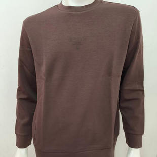 威家男士中厚款圆领长袖卫衣雷迪波款都市时尚休闲咖啡色