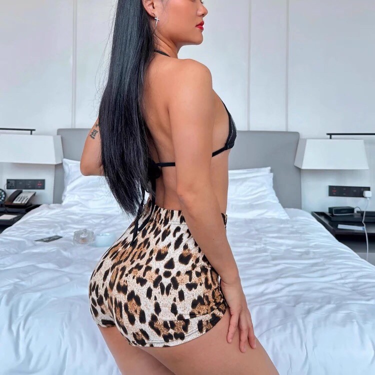 【豹纹系列】渐变豹纹短裤女士电臀twerk jazz弹性瑜伽松紧蜜桃臀