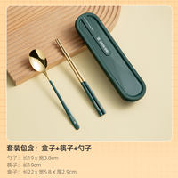 Double gun 304 stainless steel chopsticks and spoons 316 set Portable storage box Tableware set for one person, student thumbnail 6