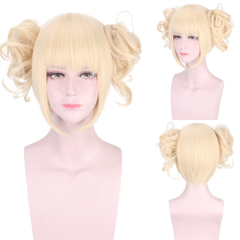 动漫角色假发COSPLAY短发双马尾长发直发卷发团子拼色爆炸头