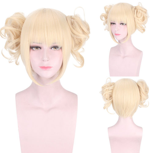 动漫角色假发COSPLAY短发双马尾长发直发卷发团子拼色爆炸头
