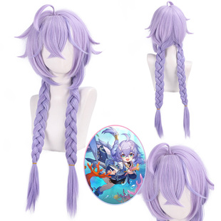 漂流假发 白露COS假发混紫色双马尾麻花辫头皮顶毛胚崩坏星穹铁道