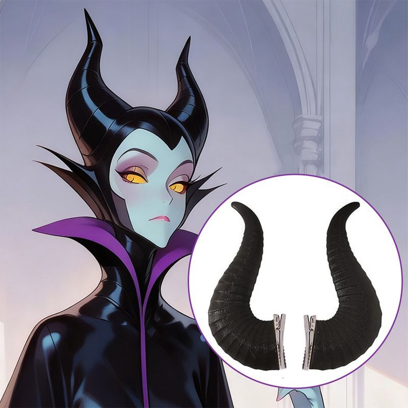 恶魔角头饰发夹cosplay万圣节哥特式装扮牛绵羊角配饰扭曲魅魔角