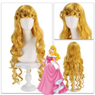 儿童动画电影睡美人COSPLAY假发金色长卷发奥罗拉艾洛公主同款