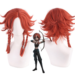 漂流假发 弓箭手cosplay假发原皮反翘小辫子蓬松红色毛胚第五人格