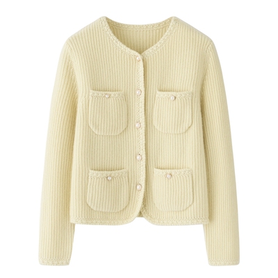 100纯山羊绒羊绒衫开衫圆领