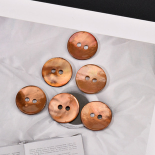 高档进口马氏贝纽扣纯贝壳两眼扣子天然真贝壳纽扣咖啡色衬衫毛衣