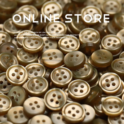 四眼波面纽扣树脂咖啡色珠光扣子衬衣POLI针织开衫休闲夏装袖领扣