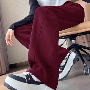 窄版香蕉裤女春秋冬季2026新款休闲直筒卫裤阔腿运动弯刀加绒裤子