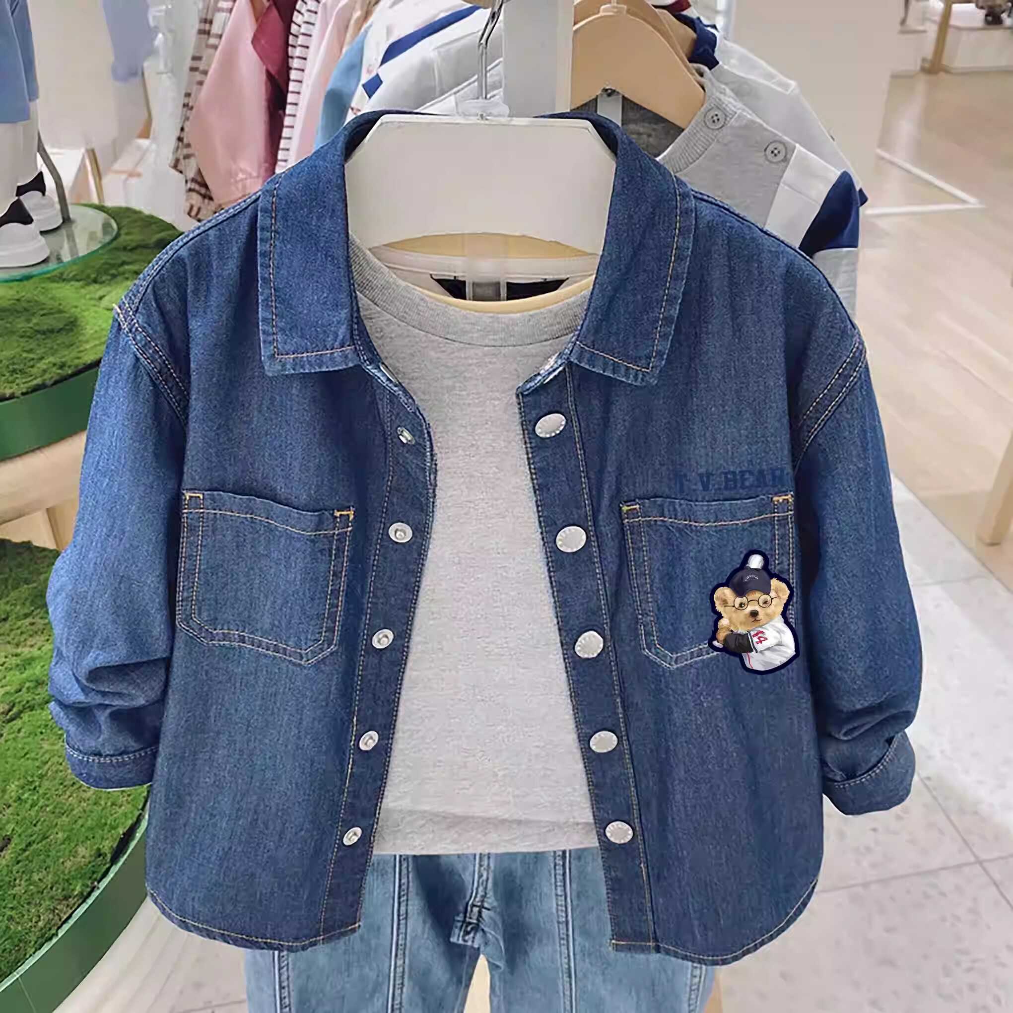 chris全棉休闲牛仔衬衫