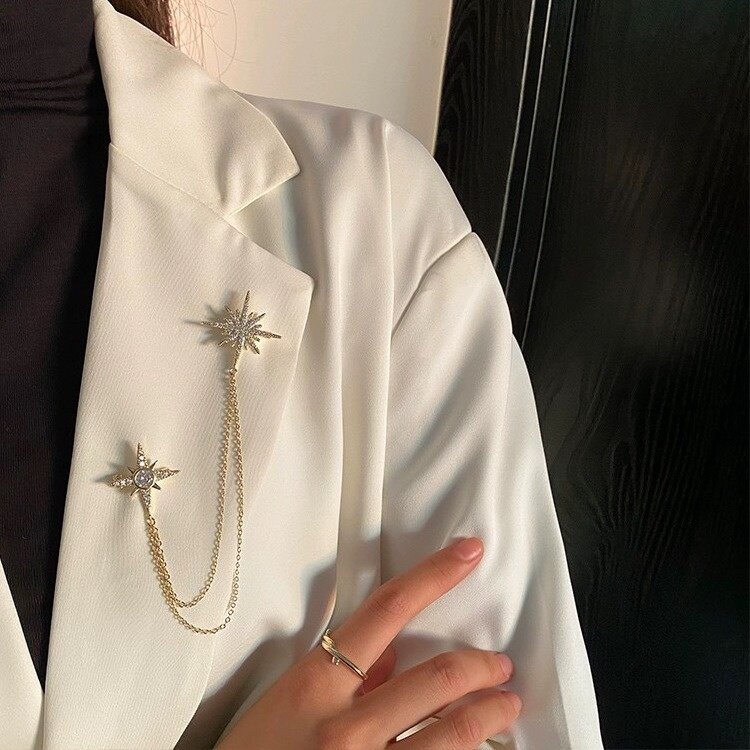 六芒星胸针套链高级感小众男女防走光胸花复古高档别针衣饰配饰