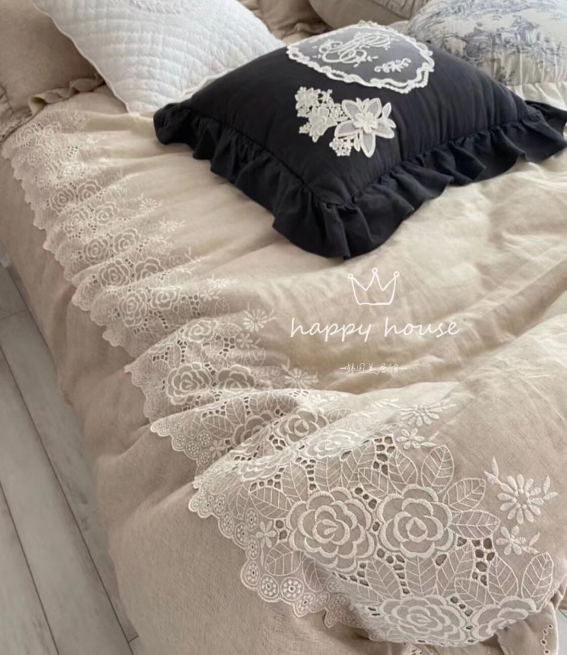 韩国代购新品 太美了精致刺绣提花被子 高级咖色品质太赞了三件套