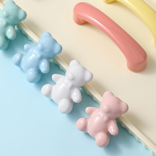 儿童房可爱泰迪熊拉手定制衣柜门橱柜子家具抽屉卡通单孔小熊把手