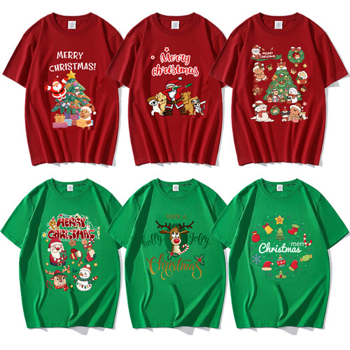 2025圣诞节t恤Christmas t-shirt 麋鹿短袖男女亲子装跨新年衣服