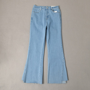 柜子260 九分裤 不规则脚口修身 牛仔裤 女 微喇裤 法国单