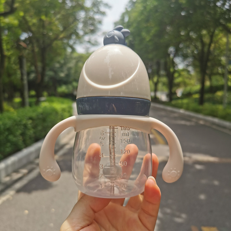 小容量新生奶瓶婴儿宝宝喂水宽口吸管手柄奶嘴迷你防胀气耐摔硅胶