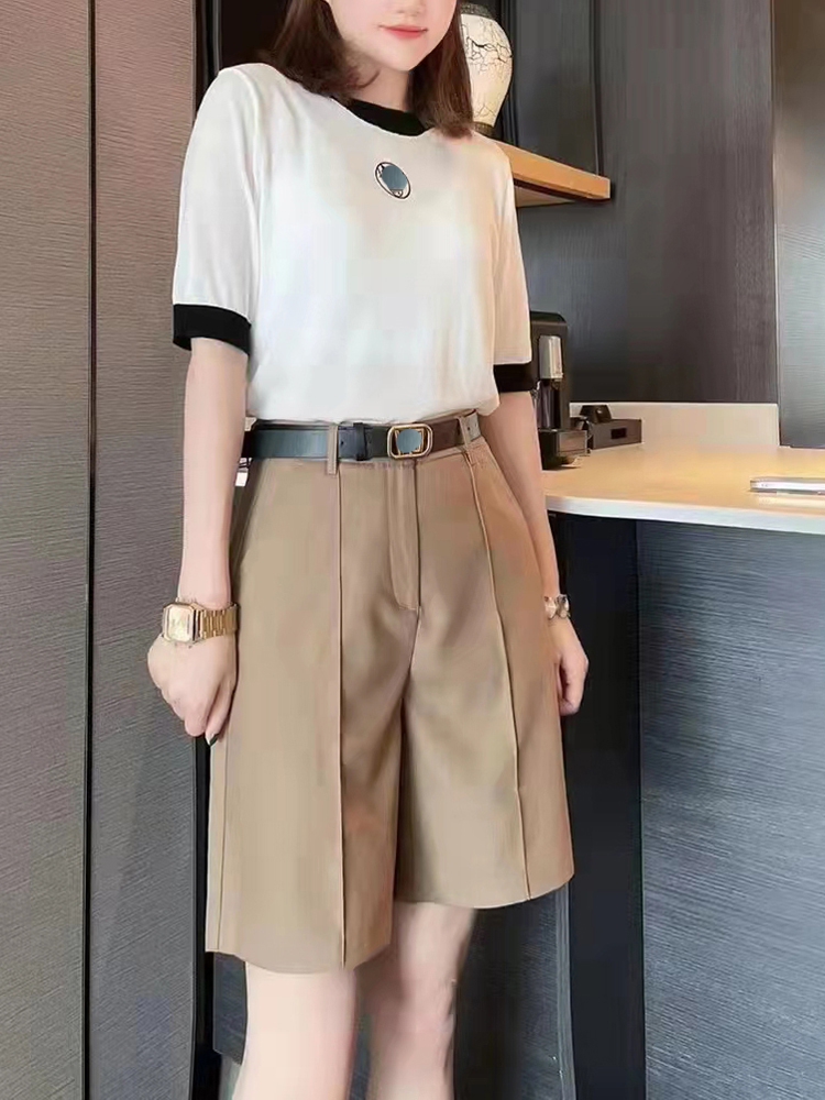 欧货西装短裤高级垂感夏季2025新款女装高腰直筒休闲阔腿裤五分裤