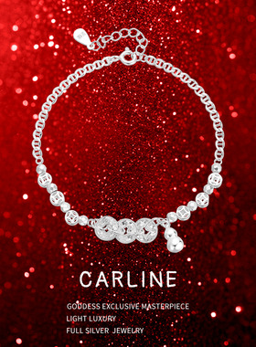 碎冰冰五帝币葫芦纯银手链女小众轻奢葫芦足银手串七夕礼物送女友